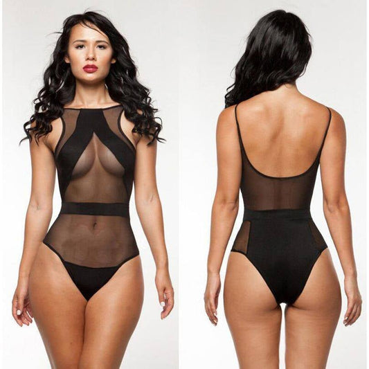Black Sheer Mesh Monokini Size M