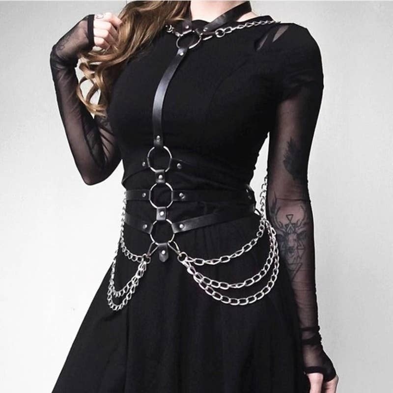 Sexy Gothic Leather Belt Chain Harness