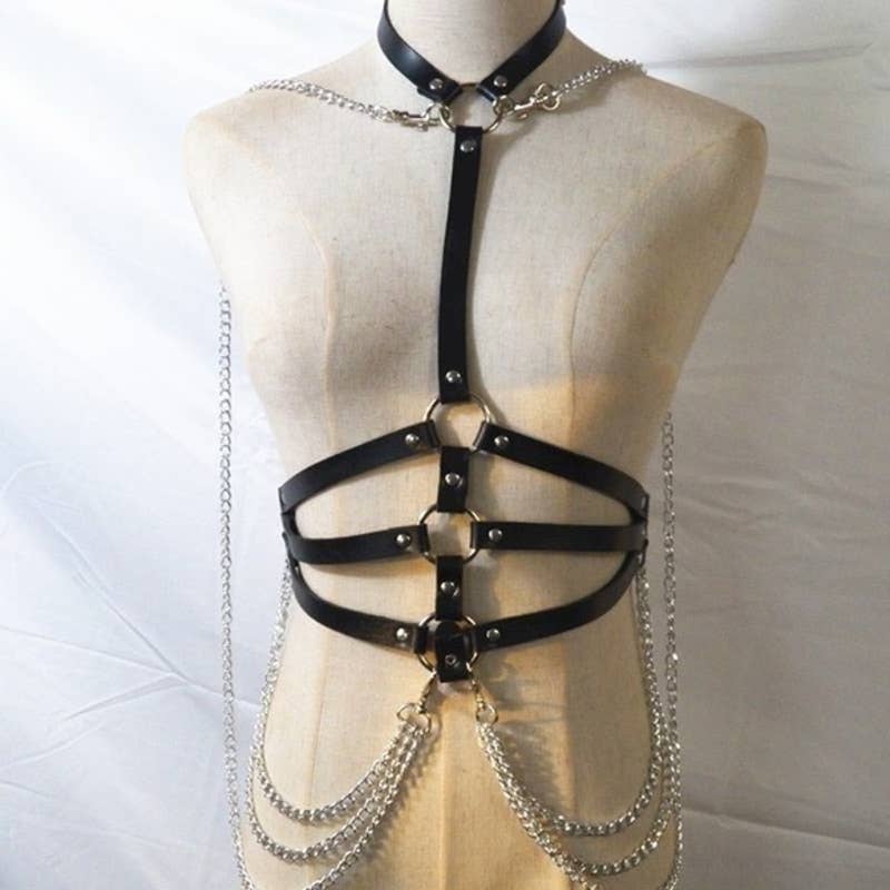 Sexy Gothic Leather Belt Chain Harness