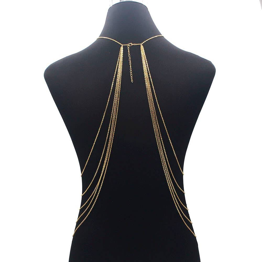 Gold Long Tassel Body Chain Necklace